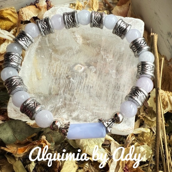 Aquamarine beaded hand-crafted statement bracelet